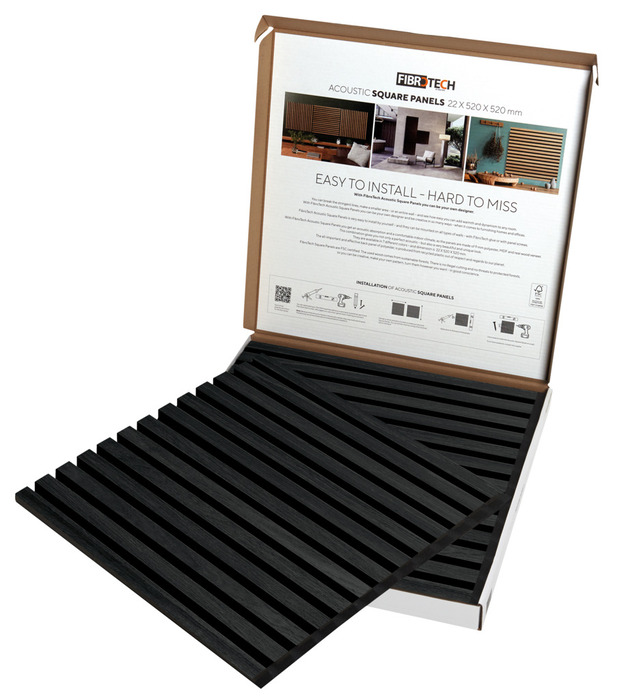 Akustikpanel Square Black Oak 22 x 520 x 520 mm 2-pack Fibrotech